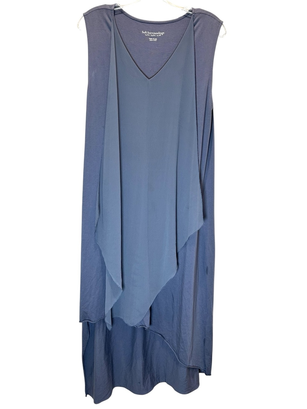 Soft Surroundings Blue Amalfi High Low Midi Dress w Chiffon - Extra Large Petite
